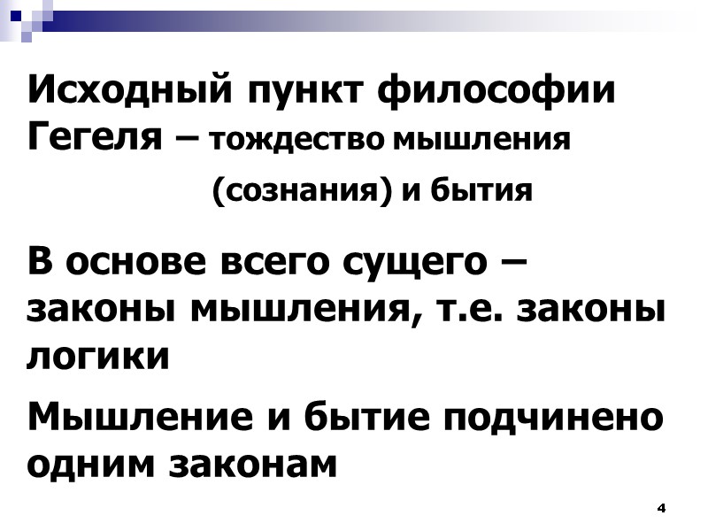 4 Исходный пункт философии Гегеля – тождество мышления      